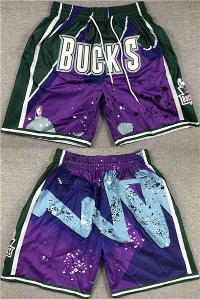 Mens Milwaukee Bucks Purple Green Shorts (Run Small)